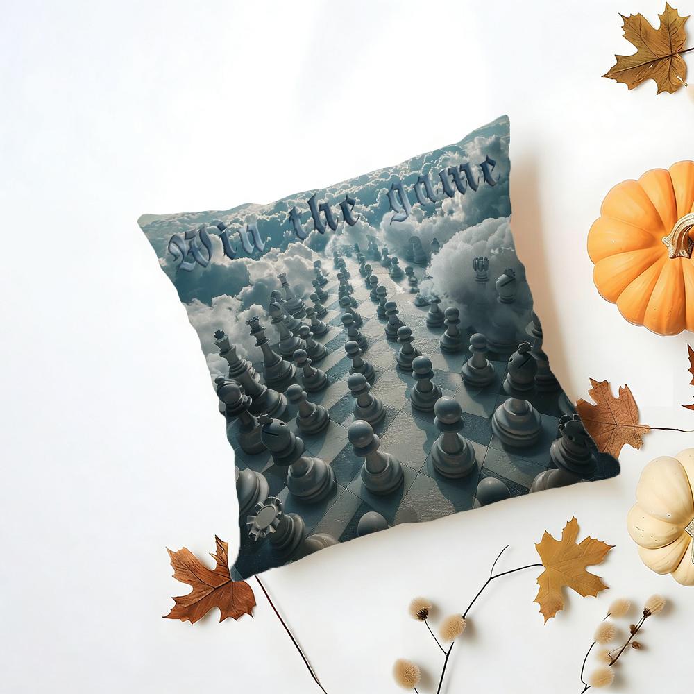 chess Cushion Cover Iceland Washable Linen Soft  for Daily Sofa Bed Home Room Decor