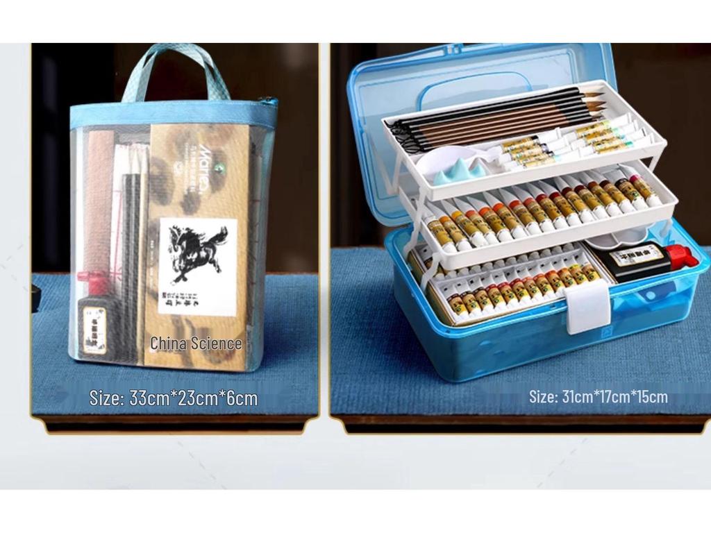 Maries 12-Farben Anfänger Tuschemalerei Set für Kinder mit Pinseln