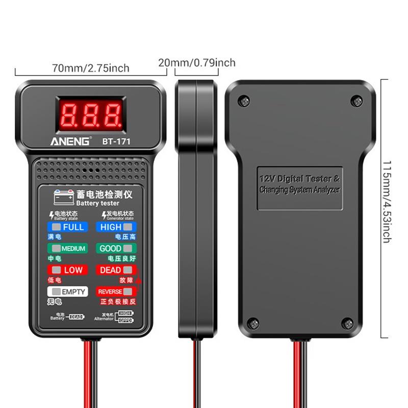 12V Automotive Battery Tester With Reverse Polarity Alert And Led Indicator Perfect For Car Maintenance Auto Repair Shops