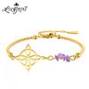 Lila Kristall Hexenknoten Armband für Damen Edelstahl Wicca Schmuck Amulett Handgelenk Zubehör Kraftvolles Antikes Symbol