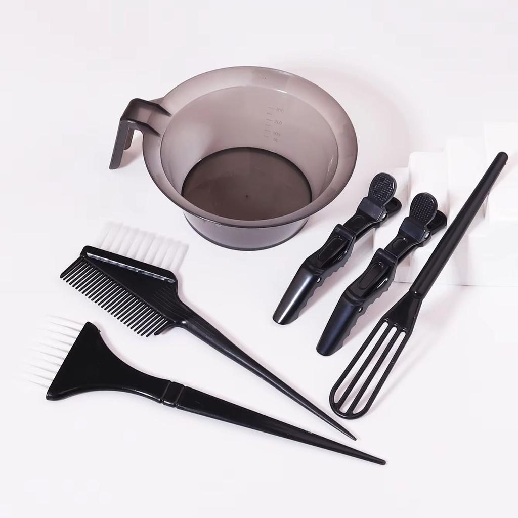 6pcs salon hair dyeing set, hair brush, dyeing bowl, styling hair clip, mixing rod, for household and salon hair styling