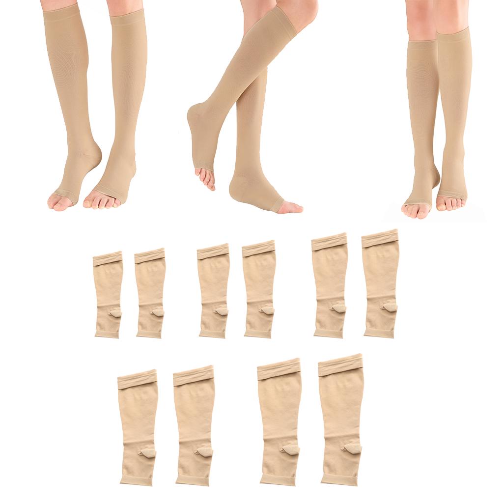 1 Pair Women Compression Sleeve Calf Knee Stocking Socks Open