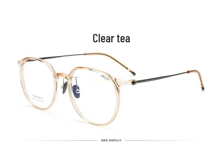 Women's Korean-Style Ultralight Full Rim Pure Titanium Eyeglass Frames for Small Face, Model 9104 - Extra Wide Myopia Glasses