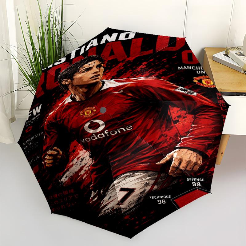 Cristiano Ronaldo Real Madrid Outdoor Automatic Umbrella Compact 8-Rib Design Durable Plastic & Iron for Outdoor Daily Use Fashion Lovers