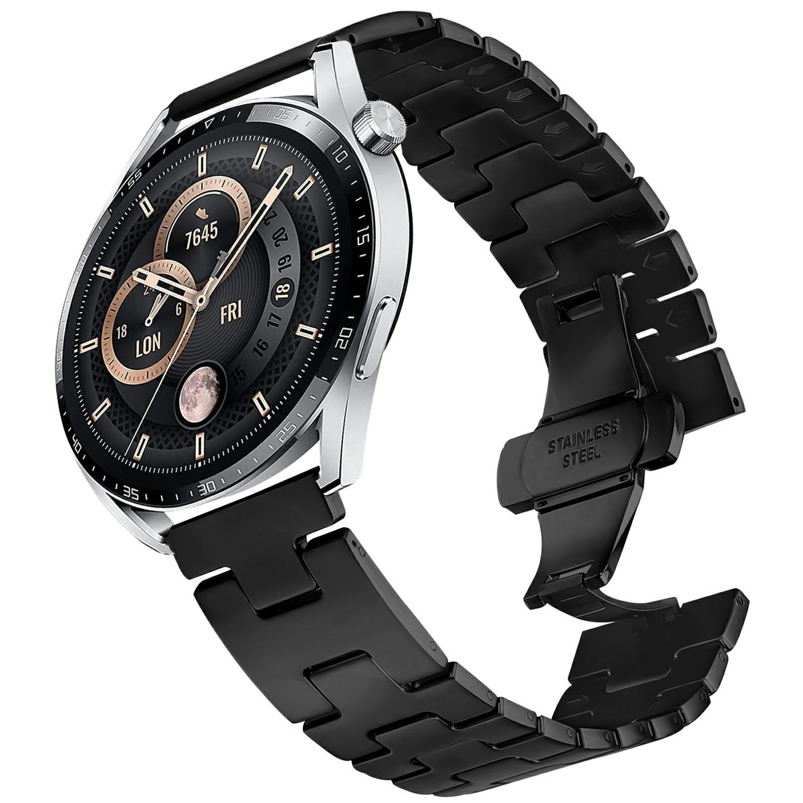 

For Huawei Watch GT 4 46mm Replacement Strap H Type Metal Watch Band Rose Gold