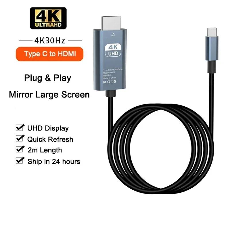 

4K 60 Гц USB C - HDMI кабель Тип C HDMI адаптер HDTV конвертер кабель для iPhone TV конвертер MacBook Air iPad Samsung ноутбук 2m