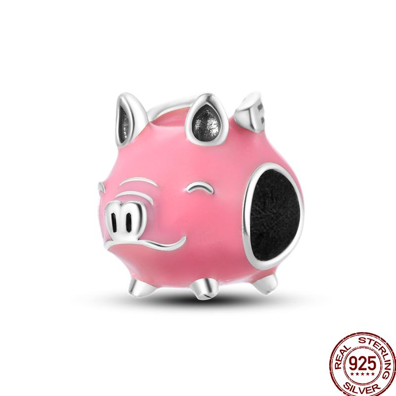 Copper Pink Puppy Flower Bird Pink Charm Beads Suitable For 3Mm Original Bracelet Diy Jewelry Gift