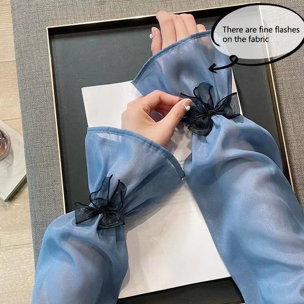 Sunscreen Bow Tie Sheer Arm Sleeves Women Ice Silk Arm Protection UV Protection Gloves Arm Sleeves Lolita Fingerless Glove