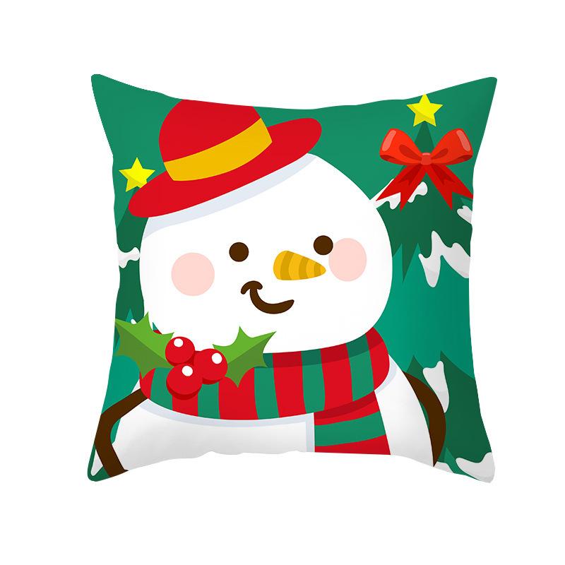 Red And Green Christmas Pattern Throw Pillow Cover With Short Plush Print For Living Room Sofa Decoration Cushion Cover