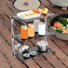Camping Folding Storage Rack Desktop Stable Outside for Fishing Hiking Beach Three Layers