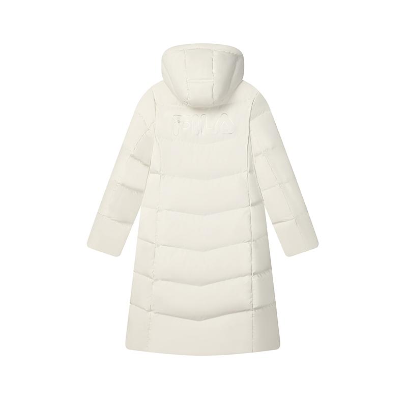 FILA Warm Versatile Long Hooded Down Jacket Women outerwear Mist-Lotus-White F11W443905FIV