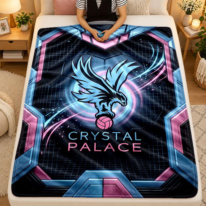 Flannel BlanketCrystal Palace Football Warm Soft Throw Blanket for Indoor Sofa Bed Living Room Use