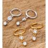 Yhpup Delicate Cubic Zirconia Drop Hoop Earrings 16K PVD Plated Stainless Steel Charm High Quality Party Jewelry Recommend