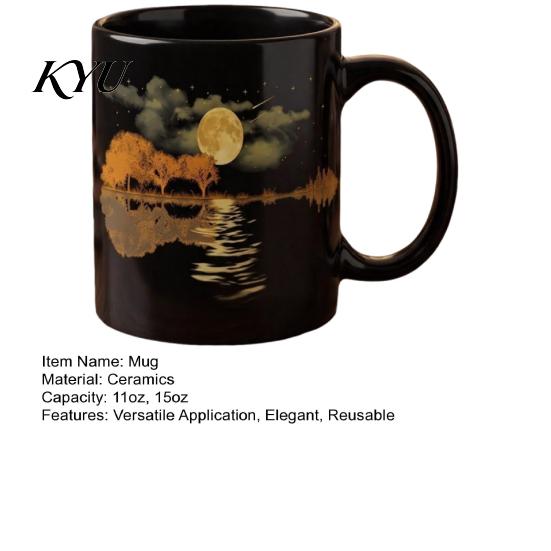 Haushaltsküchen-Grundausstattung Mondschein-Melodie Keramiktasse, 11oz 15oz Mondbeschienener Fluss Kaffeetasse Elegante Heißgetränke Tasse für Bürogebrauch Geschenk Liebhaber