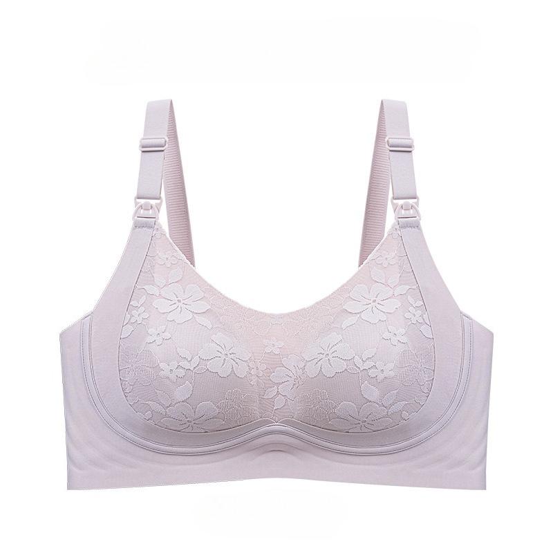 

Type A Latex Cotton Padding Soft Support Nursing Bra Top Clasp Push-up Wire-free Thin Maternity Underwear for Breastfeeding Mothers 42/95CD
