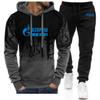 2023 Herren Neu Frühling und Herbst Langarm Farbverlauf Hoodie Freizeitjacke Sportmantel Top+Hose Set