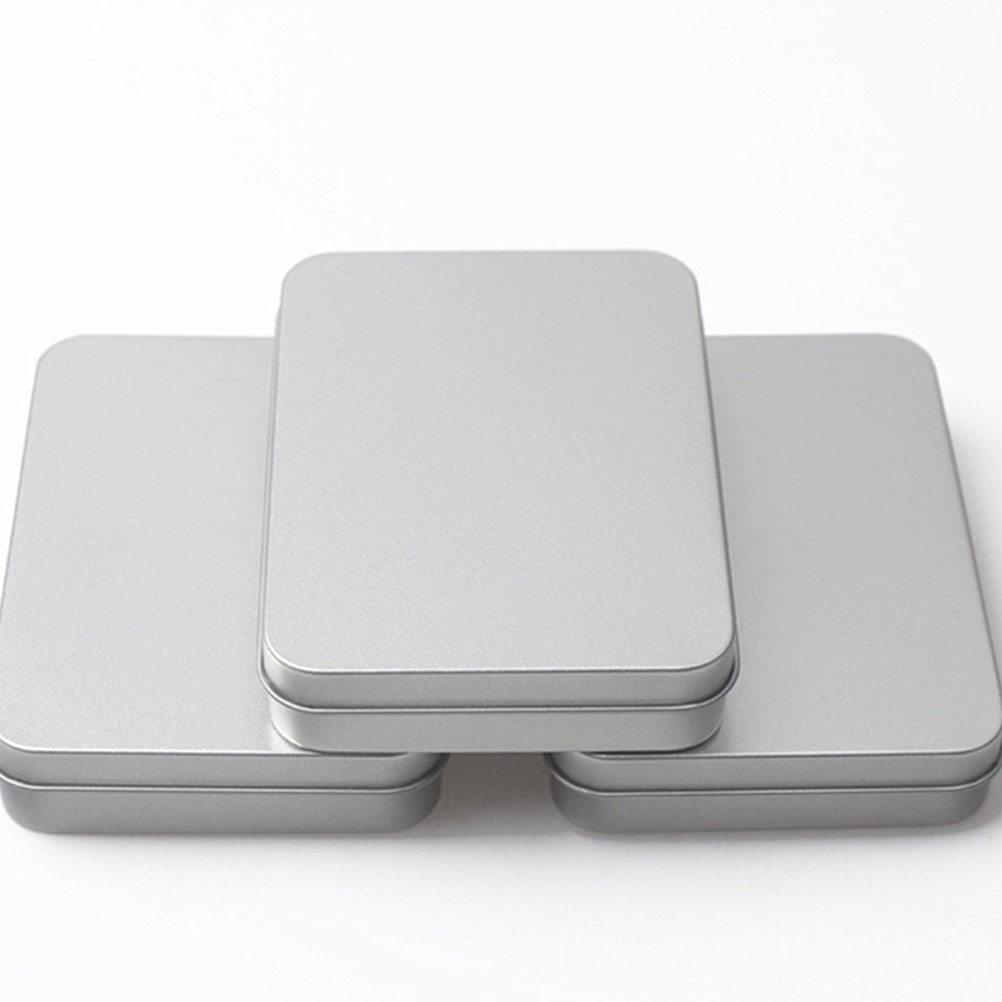 4Pcs Mini Tinplate Candy Boxes Portable Packaging Storage Containers for Wedding Party Birthday Gift Treat Crafts Flat Silver
