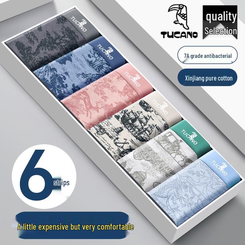 

Мужские боксеры-брифы Woodpecker из 100% хлопка, 6 штук 4XL