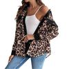 Women S Corduroy Leopard Print Casual Open Front Jacket