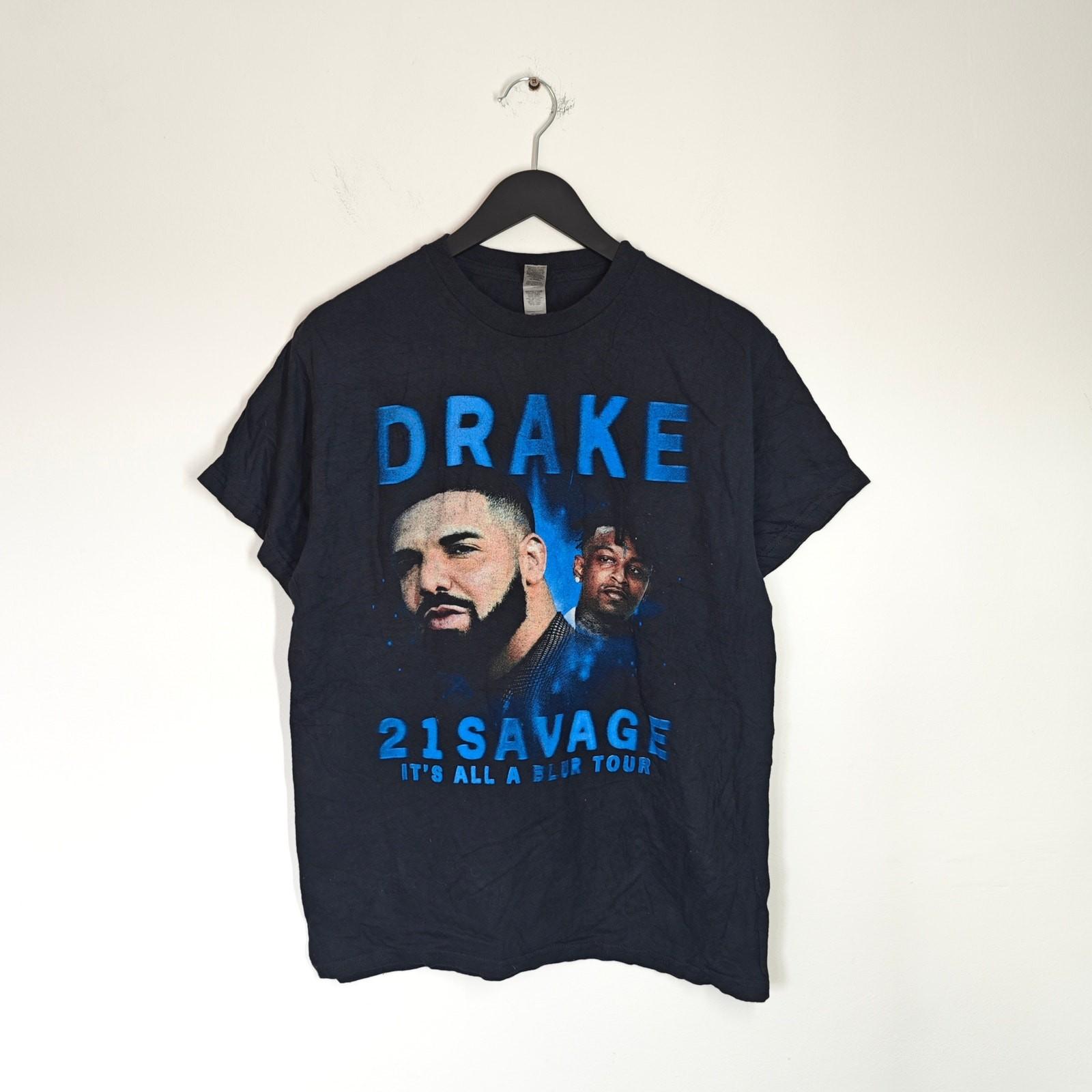 Футболка Drake x 21 Savage Черная Мужская Средний Размер С Двусторонним Графическим Принтом Футболка с Тура Группы XXXL