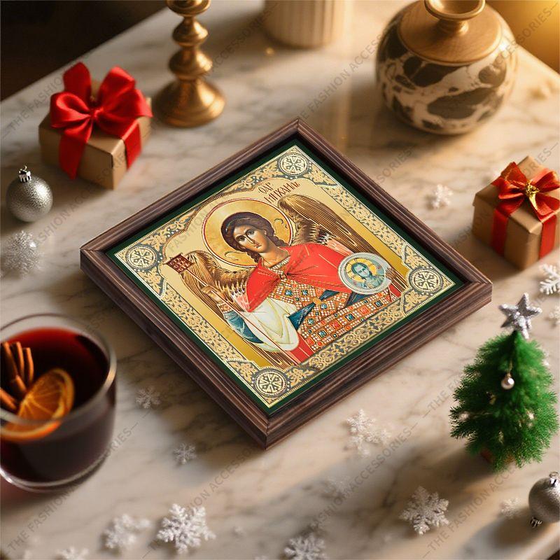 Pintura decorativa de iconos ortodoxos,Icono consagrado "Arcángel Miguel",Pintura para marco de fotos,Arte cristiano para pared,20cm*20cm,Regalo de decoración espiritual