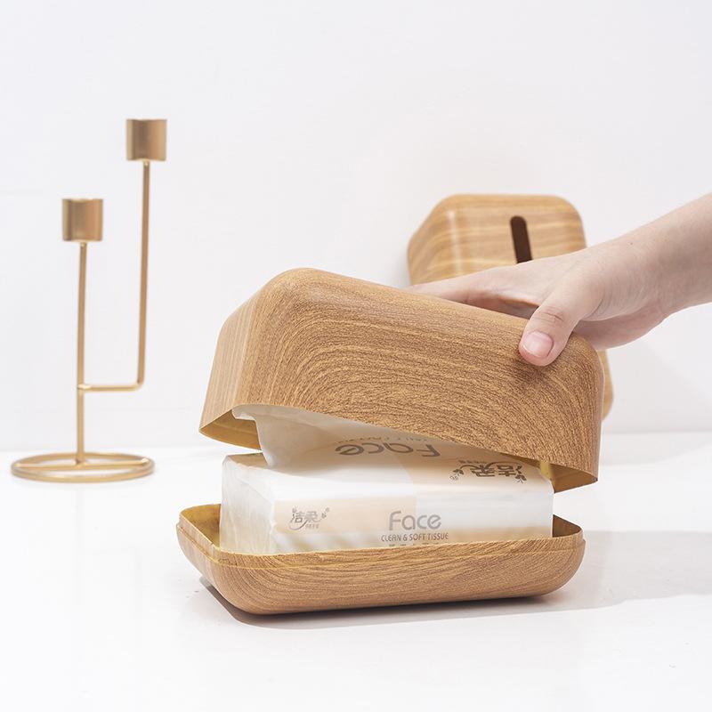 Pudełko na chusteczki Uchwyt do przechowywania serwetek Drewniana pokrywka ABS Pojemnik na papier toaletowy Prosty Stylowy Domowy Organizer na chusteczki Półki