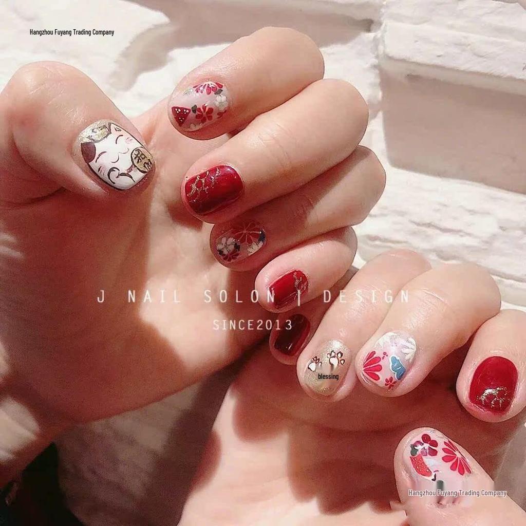 Festliche Cartoon-Nagelsticker, Wasserdicht & Langlebig für Weihnachten & Neujahr 2024