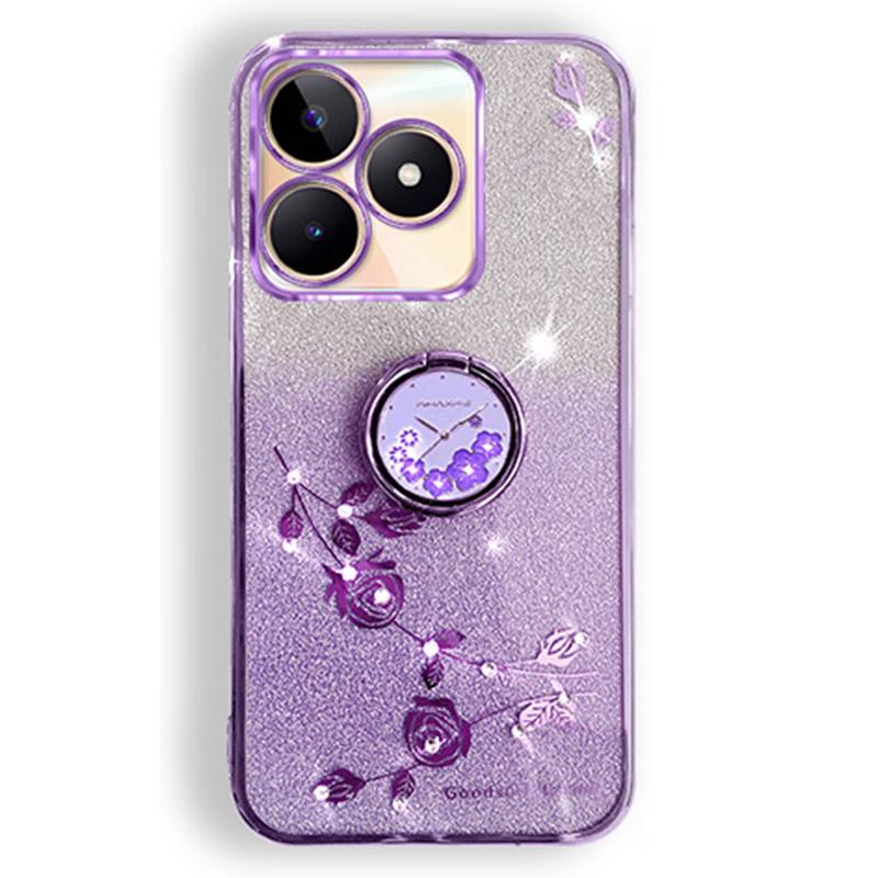 

For Xiaomi Redmi 13 5G/13 4G/Poco M6 4G Kickstand Case Rhinestone Soft TPU Phone Cover Purple
