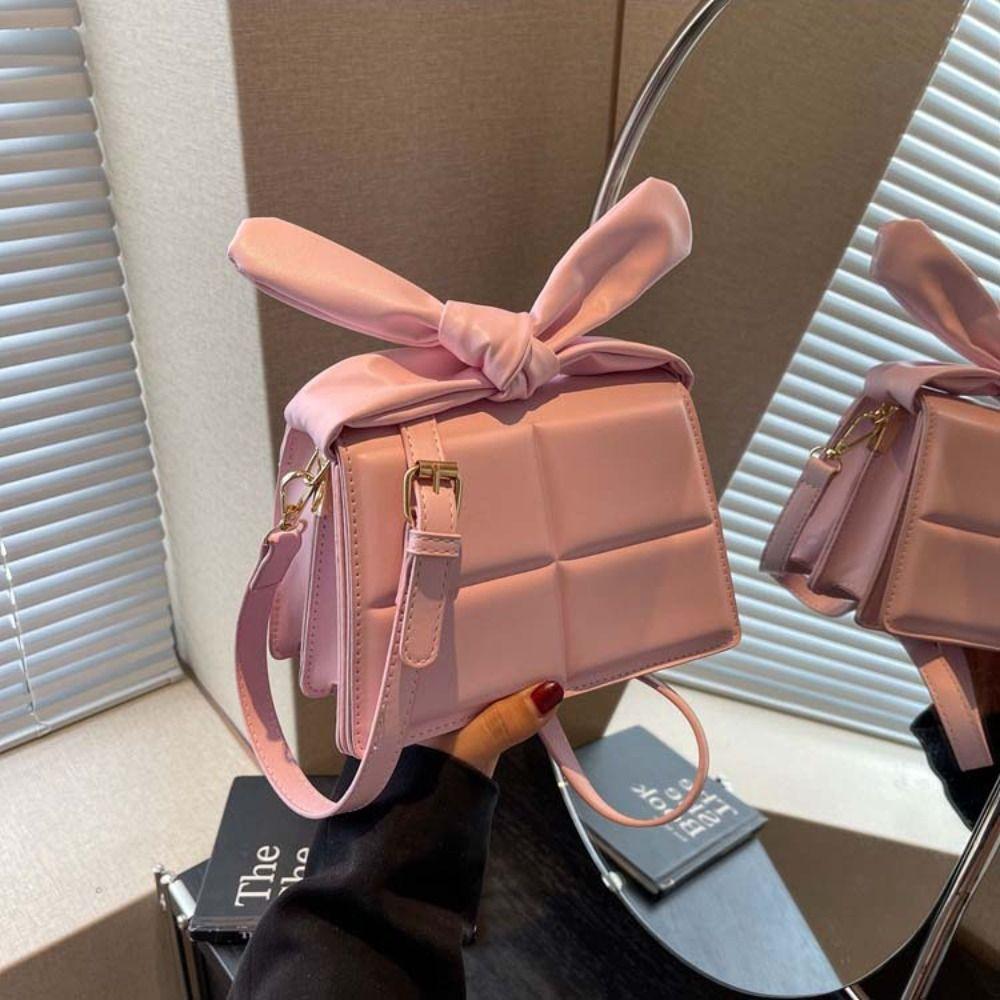 PU Bow Handle Chocolate Shape Square Bag Shoulder Bag PU Handbag Ins Simple Crossbody Bag  Outdoor