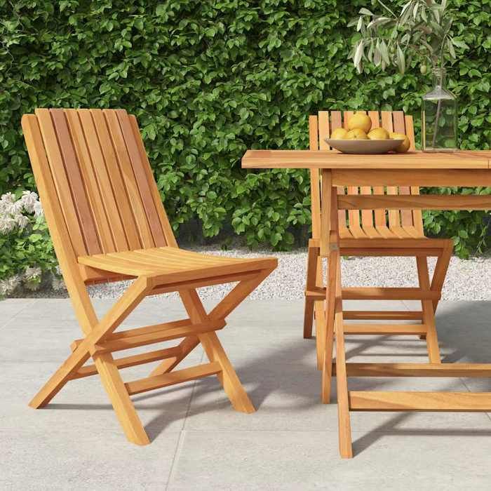 VidaXL Chaises de jardin pliantes 2 pcs 47x47x89 cm bois massif teck 362757