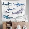 Educational Ocean Shark Tapestry, Coastal Beach Wall Hanging With Types Of Sharks For Kids Room Decor Gift