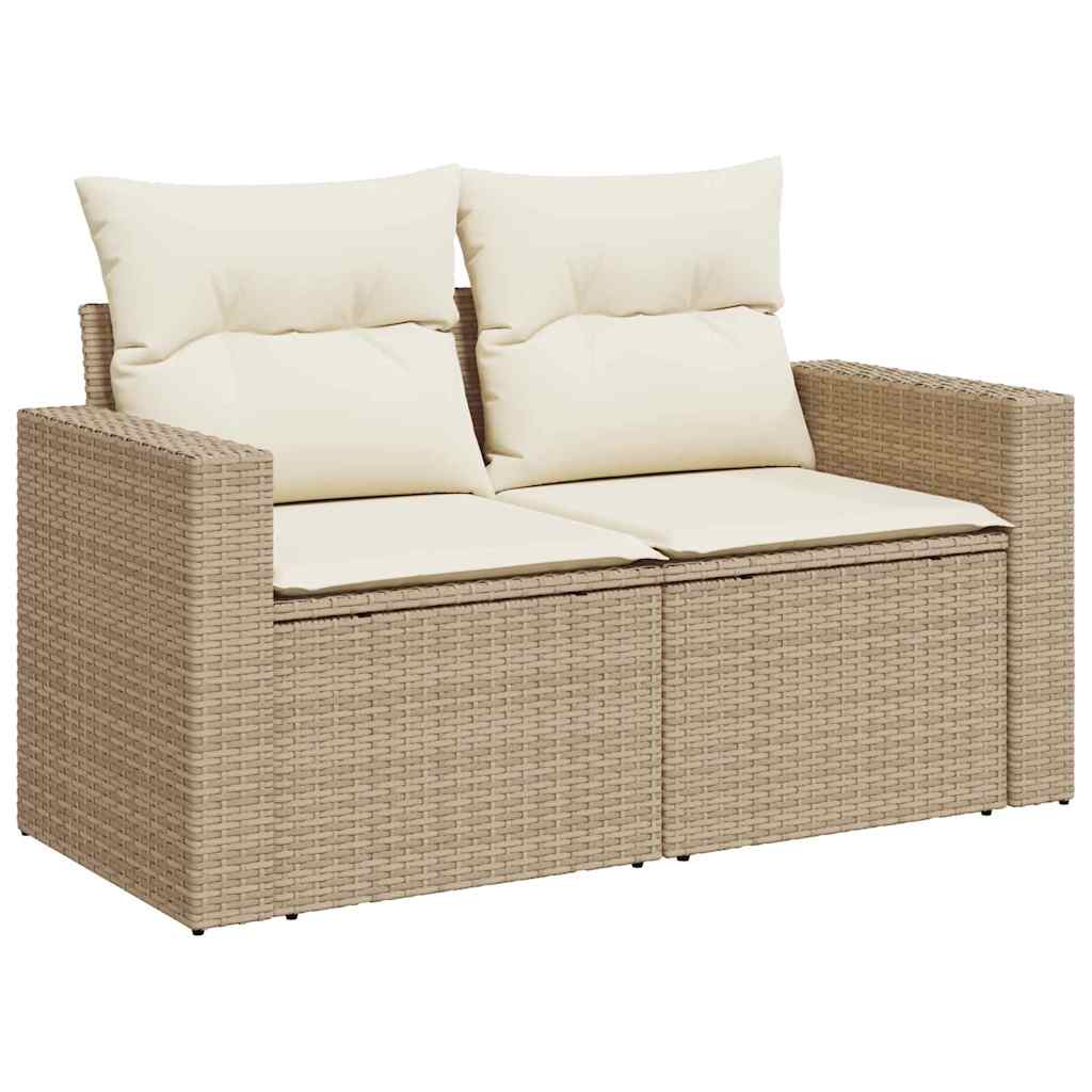 Garden Sofa Set with Cushions 9 Pieces Beige Poly Rattan