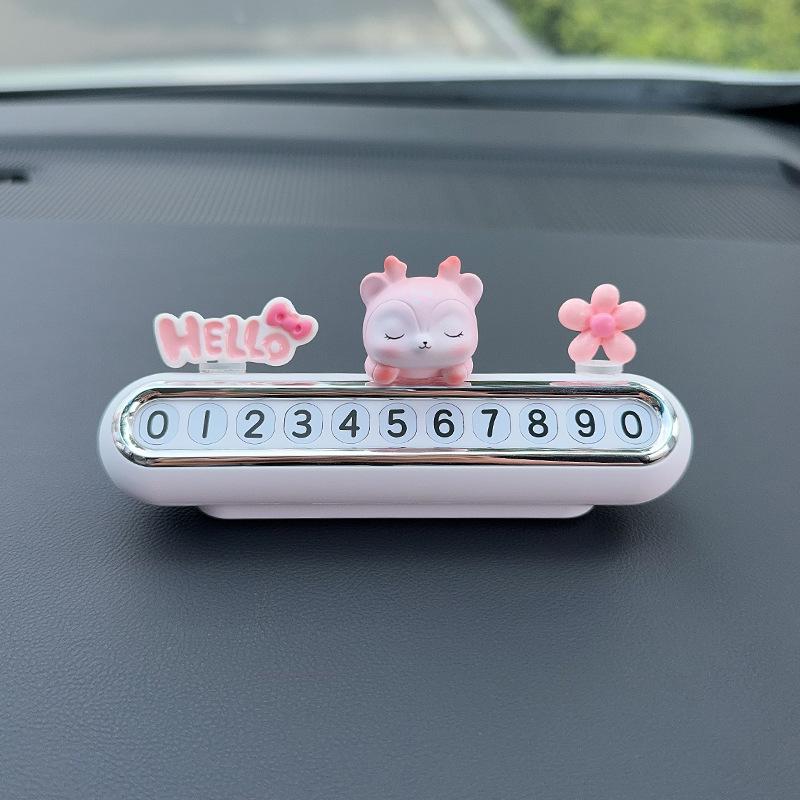 Cute Temporary Parking Phone Number Plate for Car Interior