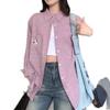 2025 Spring/Summer Women's Embroidered Plaid Shirt: Trendy Loose Layering Jacket