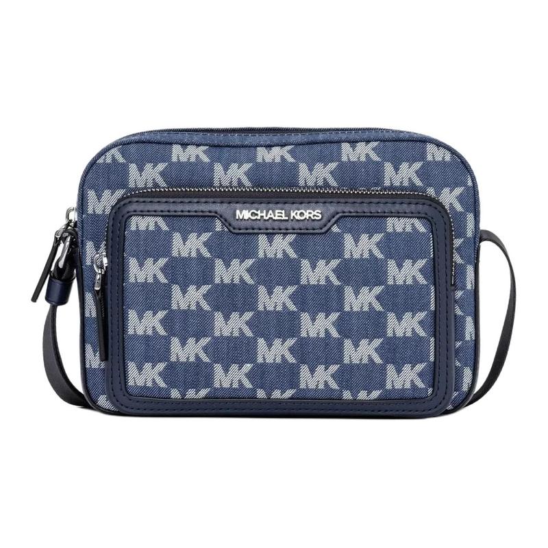 MICHAEL KORS COOPER EW brand logo printed all over cotton shoulder bag regular men s blue синий