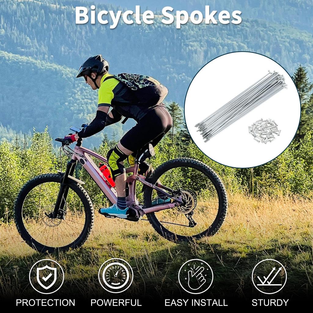 TUCKBOLD Bicycle Spokes Bicycle Wheel Spokes Silver Tone Nipple 1