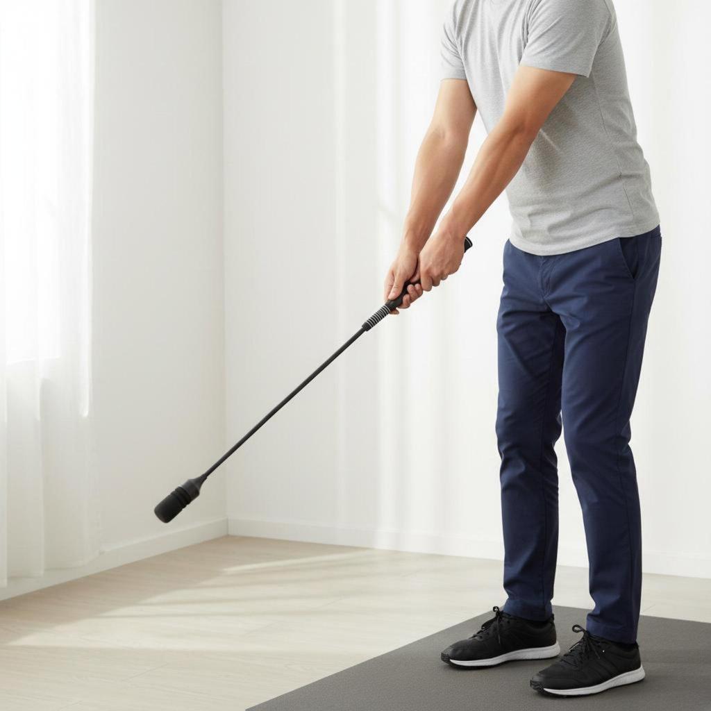 Golf Swing Trainer Flexible Shaft Practice Stick for Home Office Indoor