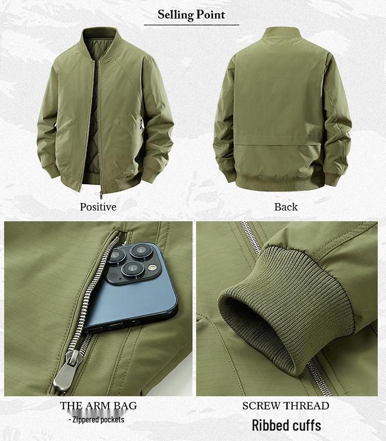 Men's Thickened Cotton Baseball Collar Jacket - Windproof American Workwear Style, Warm Autumn/Winter Outerwear
