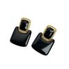 Retro Smooth Geometric Block Acrylic Crystal Stud Earrings Exaggerated Personality Long Earrings High Sense Jewelry Accessories