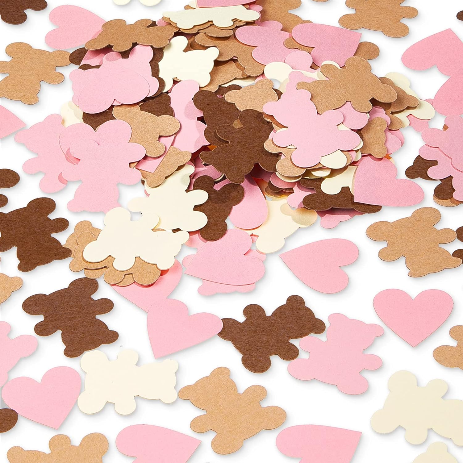 Civaner 500 Pcs 1.2 Inch Bear Table Confetti Set Heart Cream Bear Shaped Girl Boy Baby Shower Confetti First Birthday Party Decorations Gender Reveal
