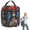 Mexican Catrina Sugar Skull Lady Insulated Lunch Bag for Women Children Portable Food Boxes Thermal Lunch Box Tote