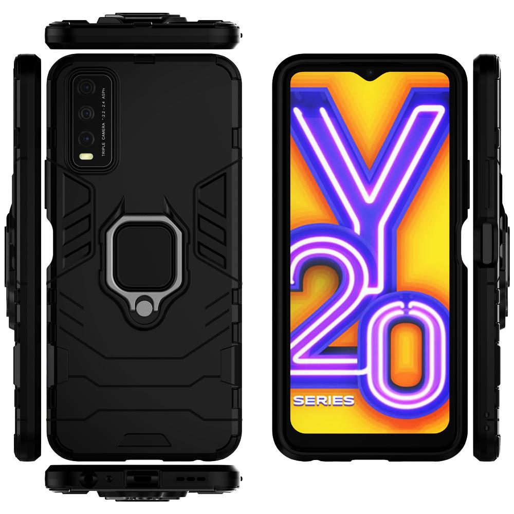For Vivo Y20 Case V2029 Car Shockproof Magnetic Ring Armor Phone Cover For Vivo Y20i Case 6.51" V2027 V2032 Y 20 Coque Funda