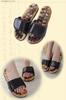 Simple Foot Reflexology Massage Slippers, Healthy Sandals with Leather and Natural Stone (Large 27-28.5cm, Black)