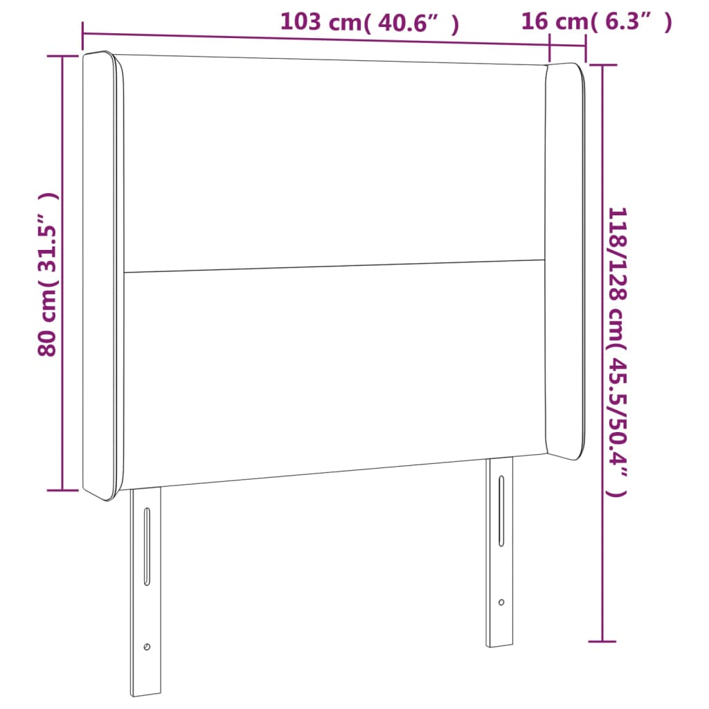 Zagłówek Do Łóżka Z Led Kremowy 103X16X118/128Cm Sztuczna Skóra