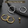 Cazador Stainless Steel Bamboo Joint Hoop Earrings for Women Trendy Round Drop Earrings Jewelry 2026 Valentine Gift New
