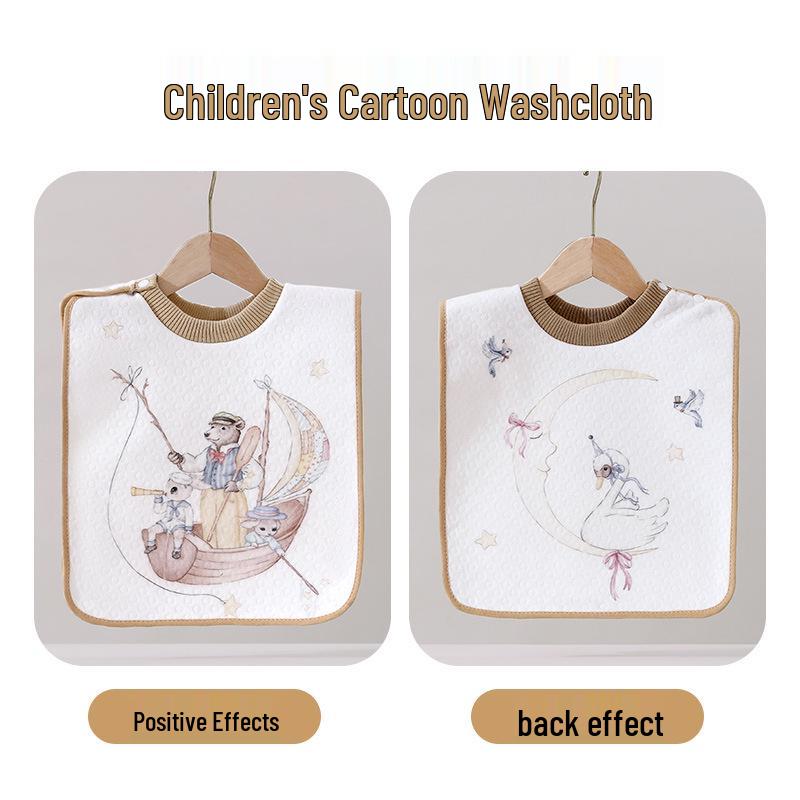 Waterproof Cotton Baby Bib & Washcloth for Toothbrushing & Face Wiping