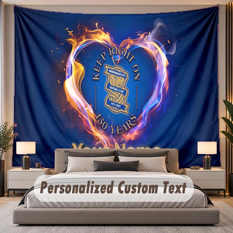 Custom Name Text Tapestry BIRMINGHAM CITY Personalized Polyester Wall Tapestry For Bedroom And Room