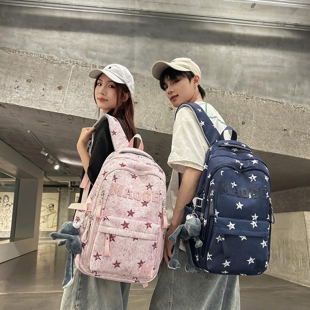 Schoolbag School Bag Junior High School Girls Large Capacity Cute Star Backpack Ins Wind Student Leisure Travel Backpack