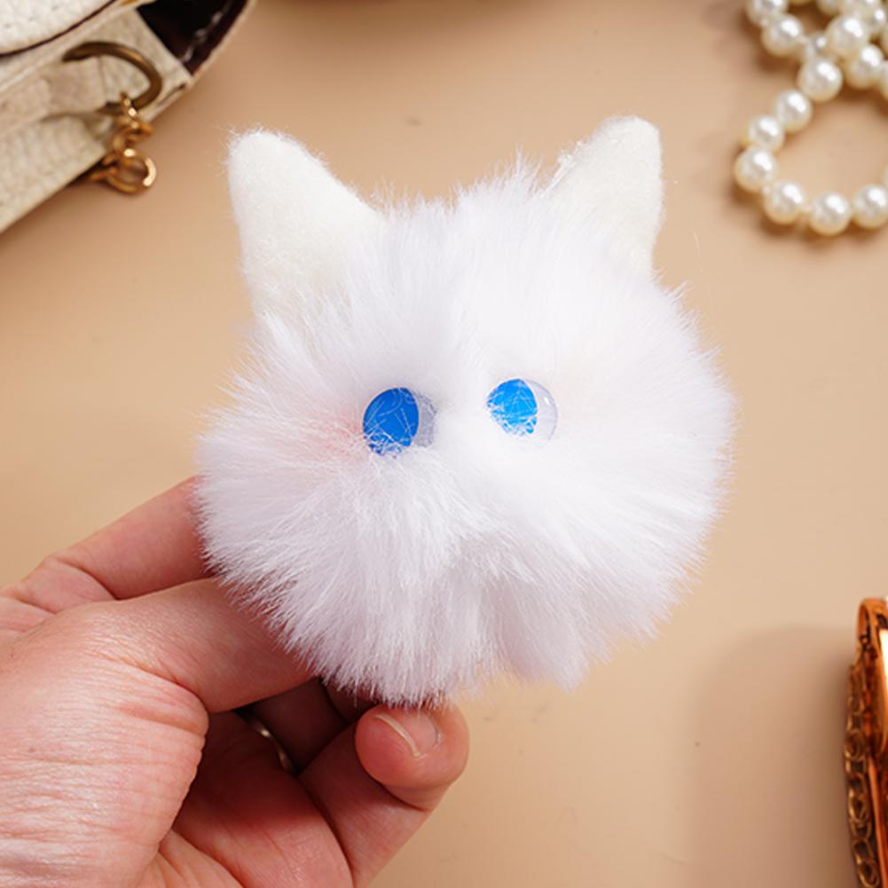Plush Cat Keychain Kawaii Kitten Cartoon Keyring Ladies Girls Bag Pendant Black /White Hairball Keychain School Bag Key Chains