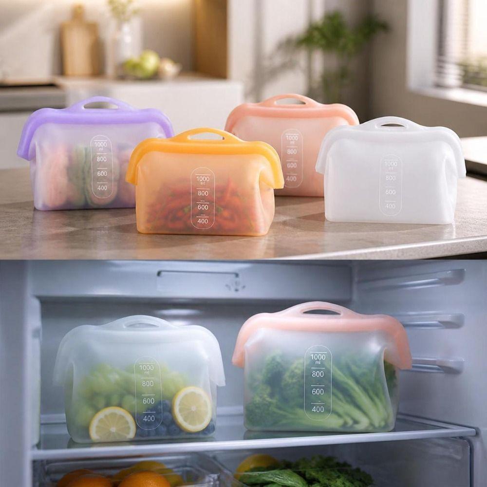 With Handle Fruit Storage Bags Leak-Proof Upright Freezer Bags Freezer Microwave Safe